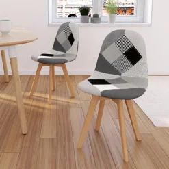 IDMarket Lot de 2 chaises scandinaves patchworks noirs gris blancs* Collection Agencement Magasin|Collection Télétravail