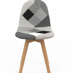 IDMarket Lot de 2 chaises scandinaves patchworks noirs gris blancs* Collection Agencement Magasin|Collection Télétravail