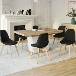 IDMarket Lot de 6 chaises scandinavesen tissu noir* Collection Scandinave|Salle À Manger Complète