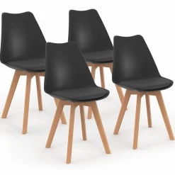 IDMarket Lot de 4 chaises scandinaves noires* Collection Scandinave|Salle À Manger Complète