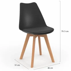 IDMarket Lot de 4 chaises scandinaves noires* Collection Scandinave|Salle À Manger Complète