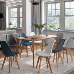 IDMarket Lot de 8 chaises scandinaves 4 couleurs* Collection Scandinave|Salle À Manger Complète