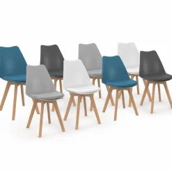 IDMarket Lot de 8 chaises scandinaves 4 couleurs* Collection Scandinave|Salle À Manger Complète