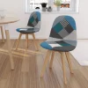 IDMarket Lot de 2 chaises scandinaves patchworks bleus* Collection Agencement Magasin|Collection Télétravail