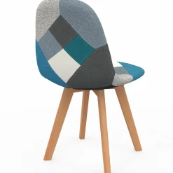 IDMarket Lot de 2 chaises scandinaves patchworks bleus* Collection Agencement Magasin|Collection Télétravail
