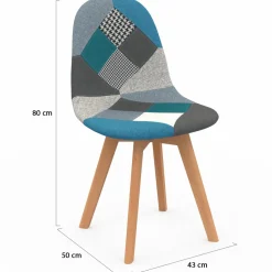 IDMarket Lot de 2 chaises scandinaves patchworks bleus* Collection Agencement Magasin|Collection Télétravail