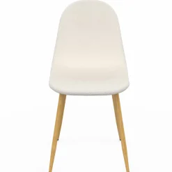 IDMarket Lot de 6 chaises scandinaves en tissu blanc bouclette pieds en bois* Collection Scandinave|Tables Et Chaises