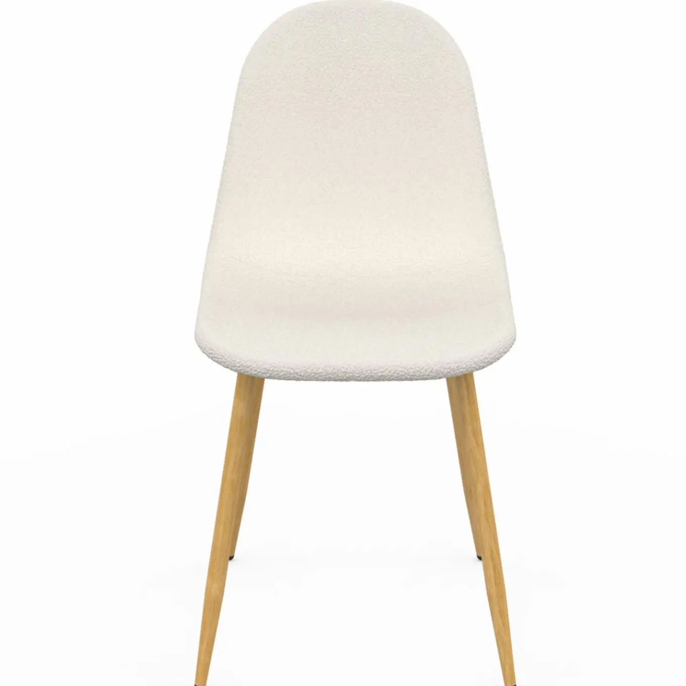 IDMarket Lot de 6 chaises scandinaves en tissu blanc bouclette pieds en bois* Collection Scandinave|Tables Et Chaises