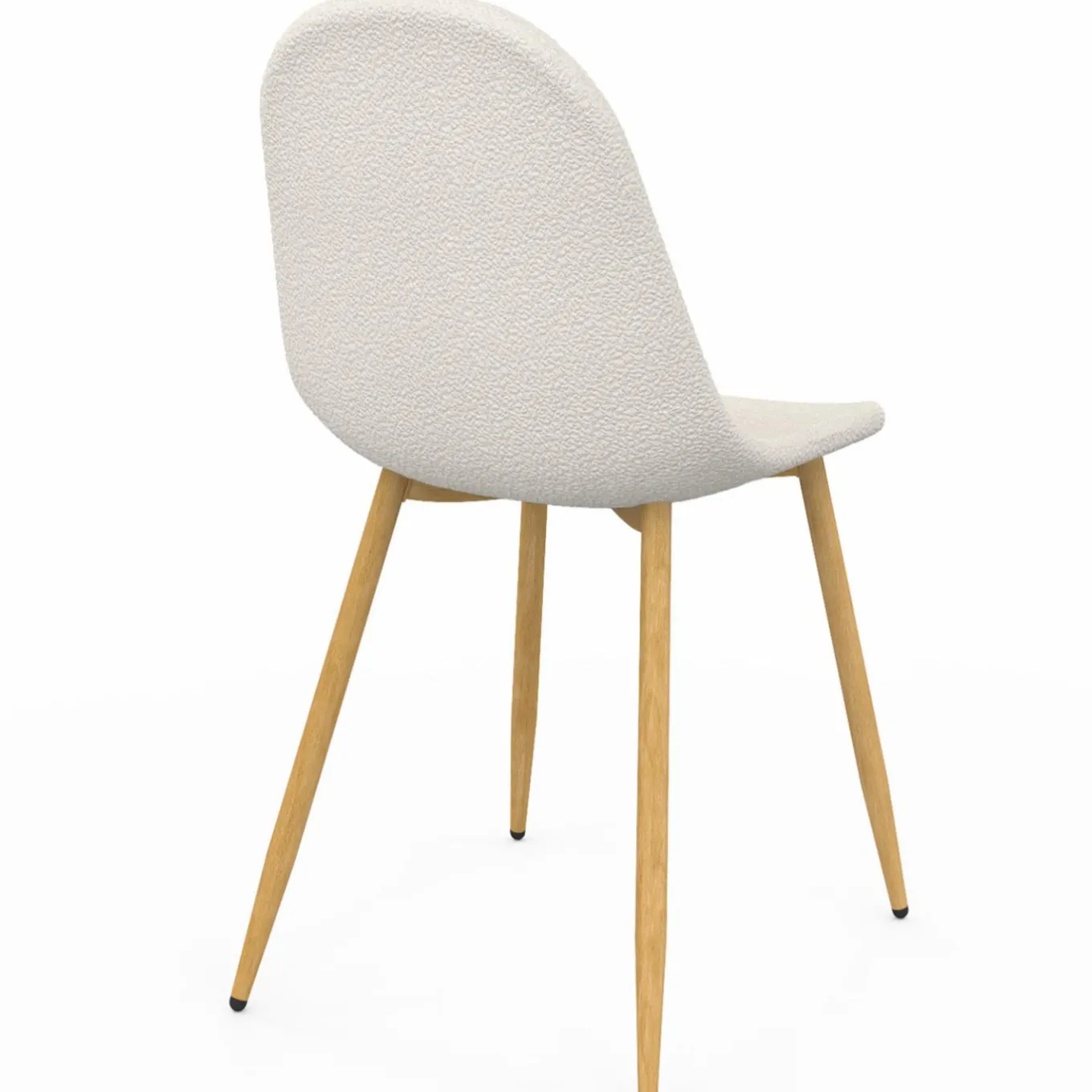 IDMarket Lot de 6 chaises scandinaves en tissu blanc bouclette pieds en bois* Collection Scandinave|Tables Et Chaises