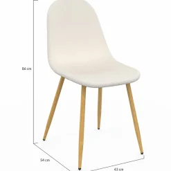 IDMarket Lot de 6 chaises scandinaves en tissu blanc bouclette pieds en bois* Collection Scandinave|Tables Et Chaises