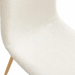 IDMarket Lot de 6 chaises scandinaves en tissu blanc bouclette pieds en bois* Collection Scandinave|Tables Et Chaises