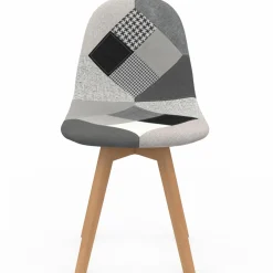 IDMarket Lot de 4 chaises scandinaves patchwork noir gris blancs* Collection Scandinave|Salle À Manger Complète