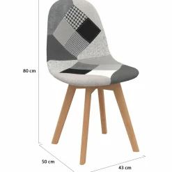 IDMarket Lot de 4 chaises scandinaves patchwork noir gris blancs* Collection Scandinave|Salle À Manger Complète