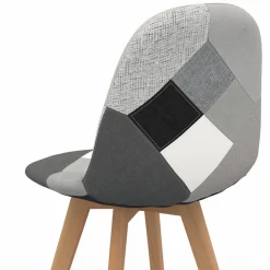 IDMarket Lot de 4 chaises scandinaves patchwork noir gris blancs* Collection Scandinave|Salle À Manger Complète