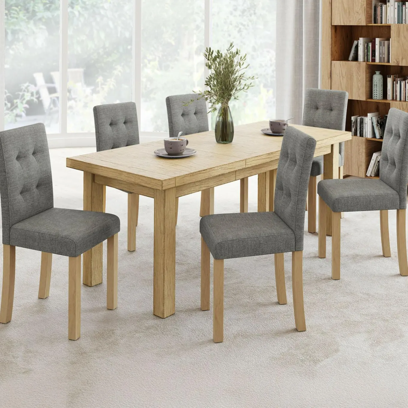 IDMarket Lot de 6 chaises scandinaves capitonnées grises* Salle À Manger Complète|Tables Et Chaises