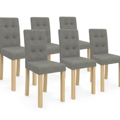 IDMarket Lot de 6 chaises scandinaves capitonnées grises* Salle À Manger Complète|Tables Et Chaises