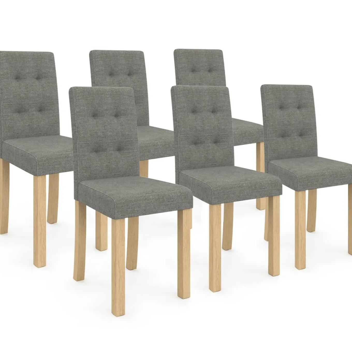 IDMarket Lot de 6 chaises scandinaves capitonnées grises* Salle À Manger Complète|Tables Et Chaises