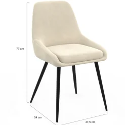 IDMarket Lot de 4 chaises THALYA en velours mix color crème, gris clair, gris foncé, rose avec accoudoirs* Chaises|Tables Et Chaises