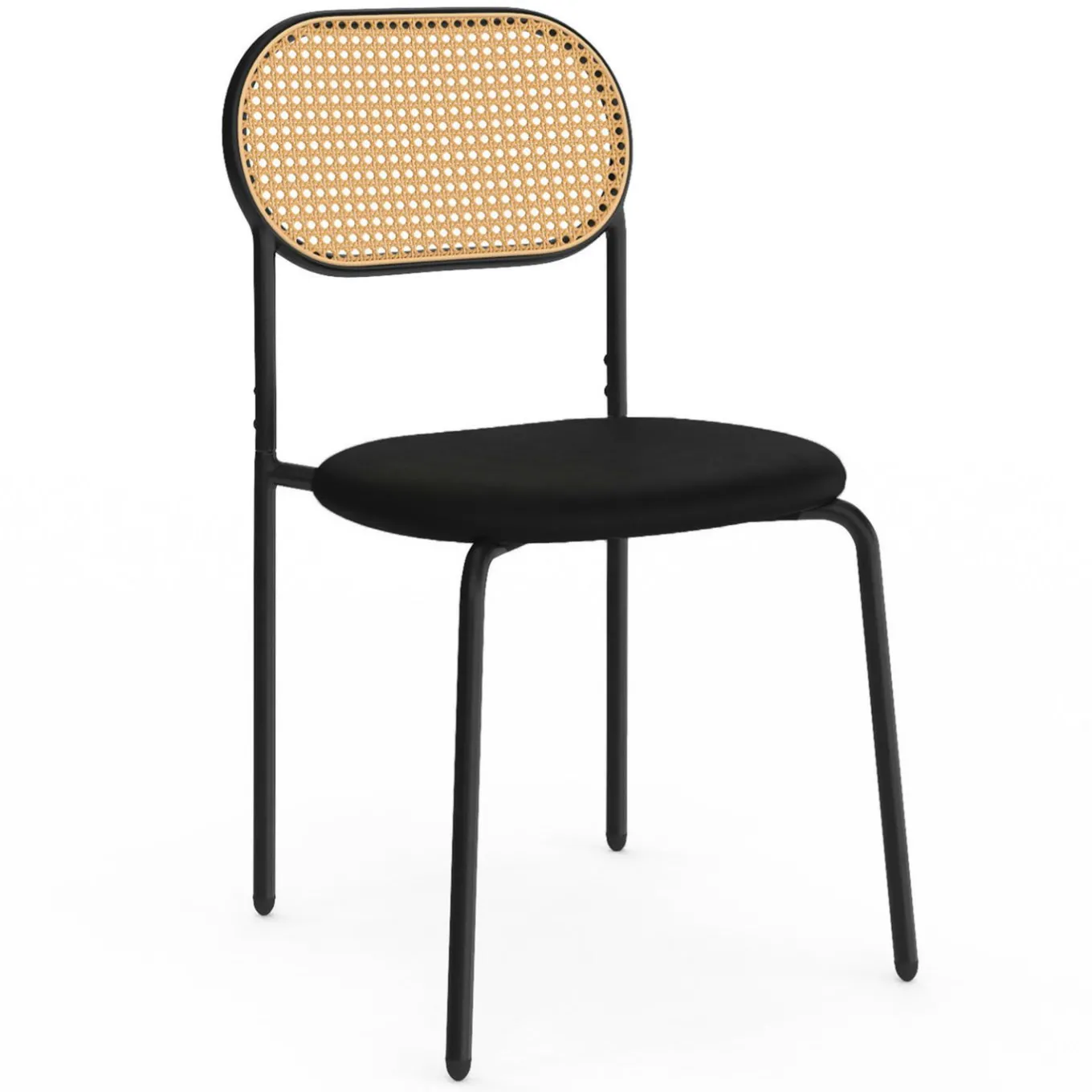 IDMarket Lot de 4 chaises vintage en métal avec dossier cannage arrondi* Collection Vintage|Tables Et Chaises