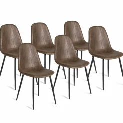 IDMarket Lot de 6 chaises vintage marron pour salle à manger* Collection Vintage|Collection Industrielle