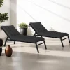 IDMarket Lot de 2 coussins de transat noirs universels 180 cm* Fauteuils De Jardin|Bains De Soleil
