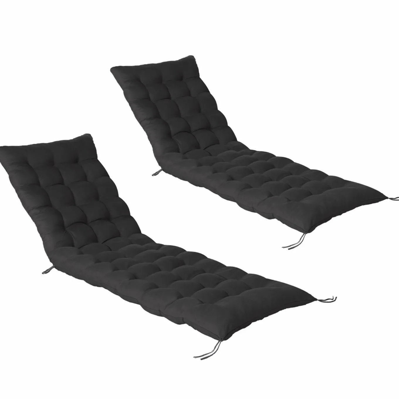 IDMarket Lot de 2 coussins de transat noirs universels 180 cm* Fauteuils De Jardin|Bains De Soleil