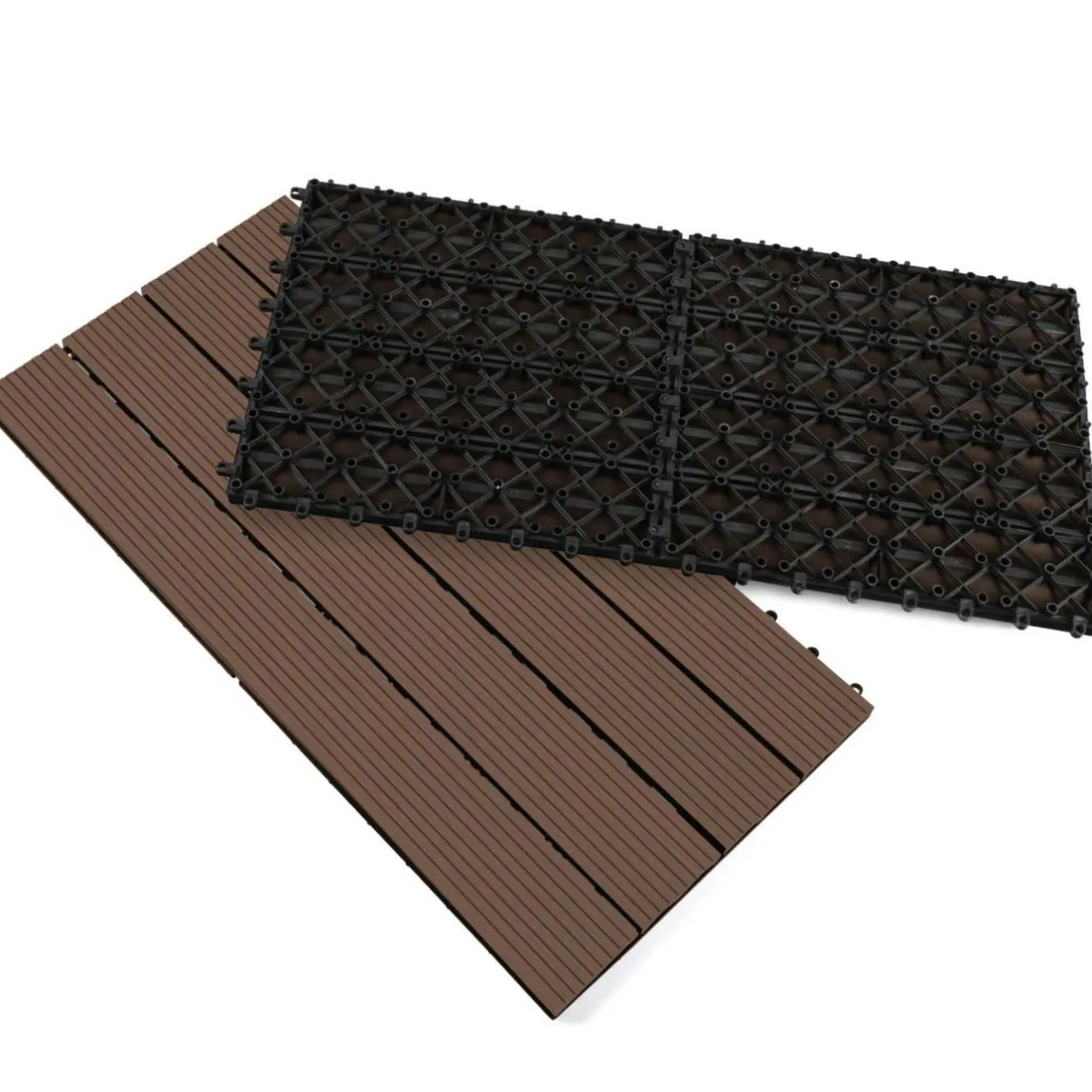 IDMarket Lot de 5 dalles de terrasse rectangulaires clipsables de 60 x 30 cm* Revêtement Sol Extérieur