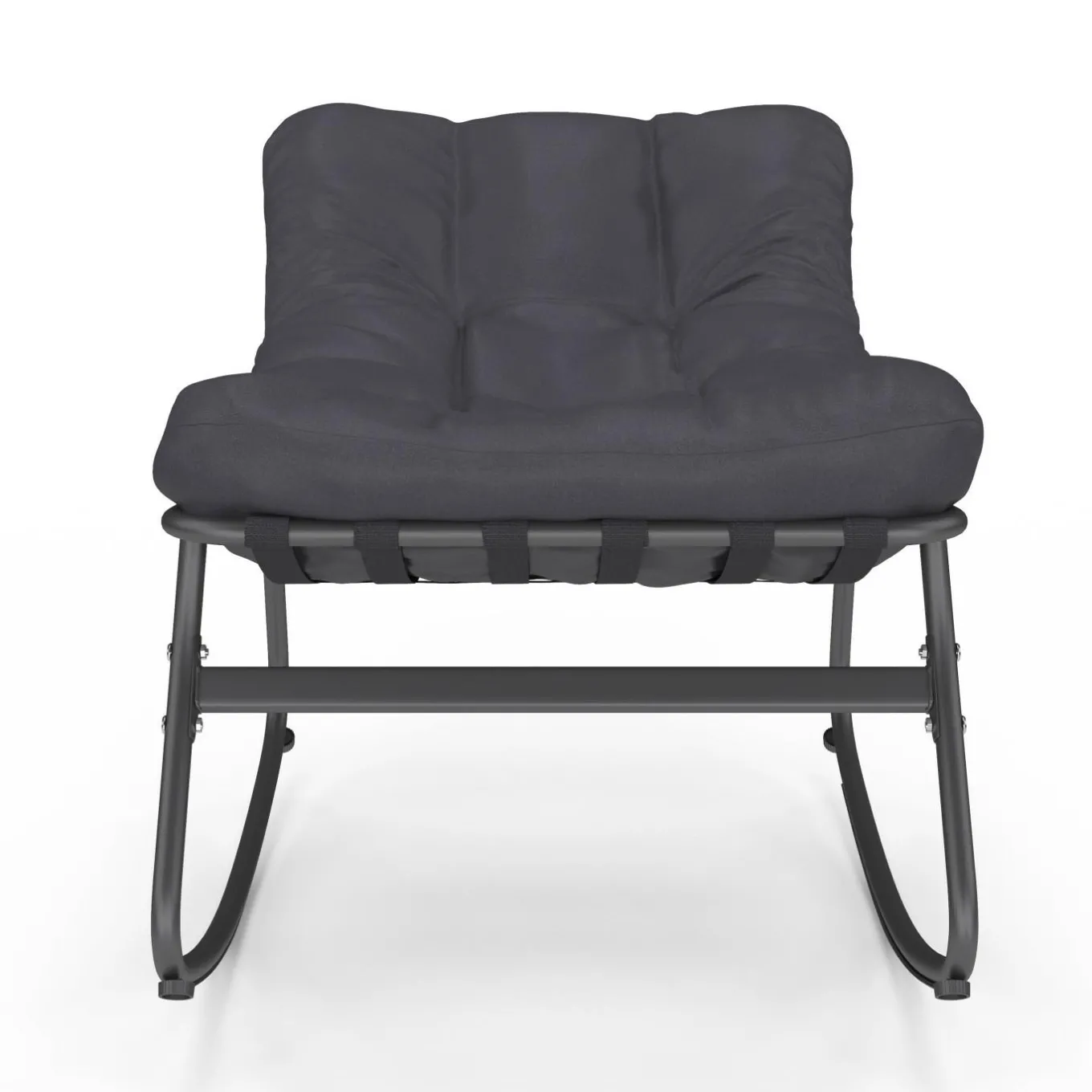 IDMarket Lot de 2 fauteuils de jardin à bascule métal gris anthracite avec coussins* Fauteuils De Jardin|Salons De Jardin