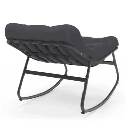 IDMarket Lot de 2 fauteuils de jardin à bascule métal gris anthracite avec coussins* Fauteuils De Jardin|Salons De Jardin