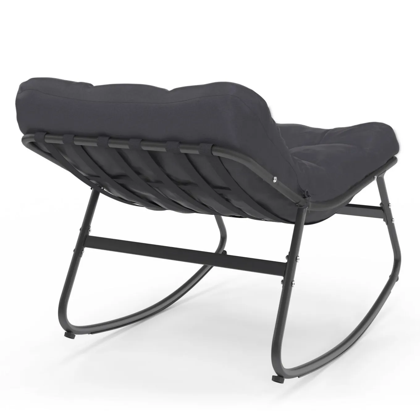 IDMarket Lot de 2 fauteuils de jardin à bascule métal gris anthracite avec coussins* Fauteuils De Jardin|Salons De Jardin