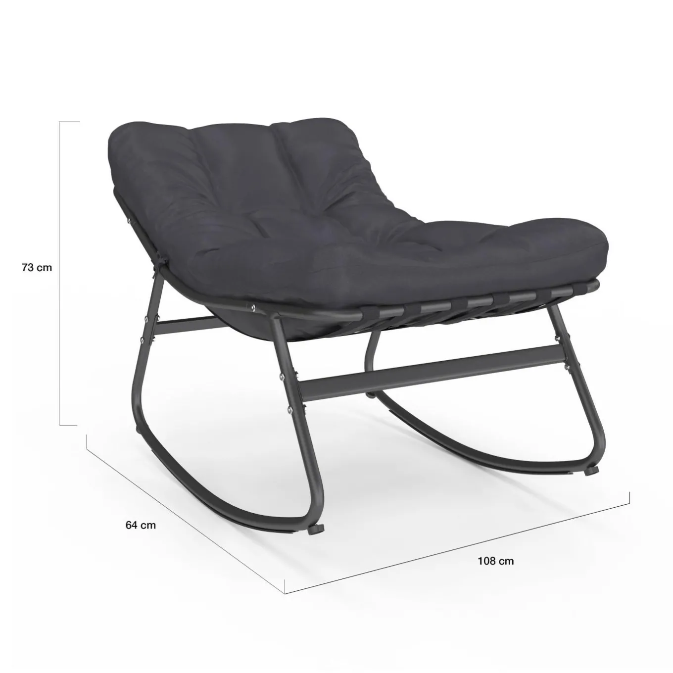 IDMarket Lot de 2 fauteuils de jardin à bascule métal gris anthracite avec coussins* Fauteuils De Jardin|Salons De Jardin