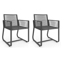 IDMarket Lot de 2 fauteuils de jardin métal et cordage gris* Fauteuils De Jardin