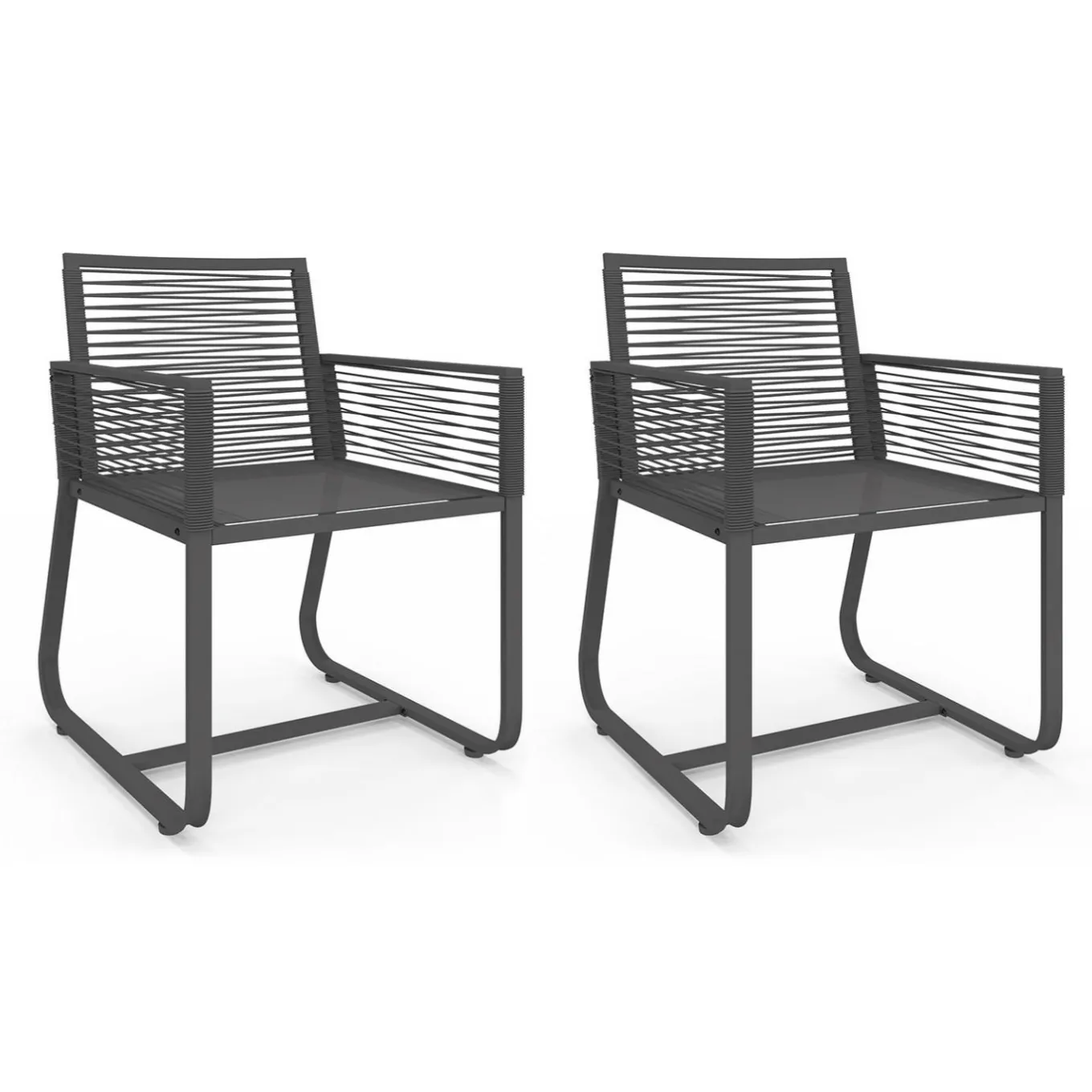 IDMarket Lot de 2 fauteuils de jardin métal et cordage gris* Fauteuils De Jardin