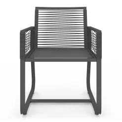 IDMarket Lot de 2 fauteuils de jardin métal et cordage gris* Fauteuils De Jardin