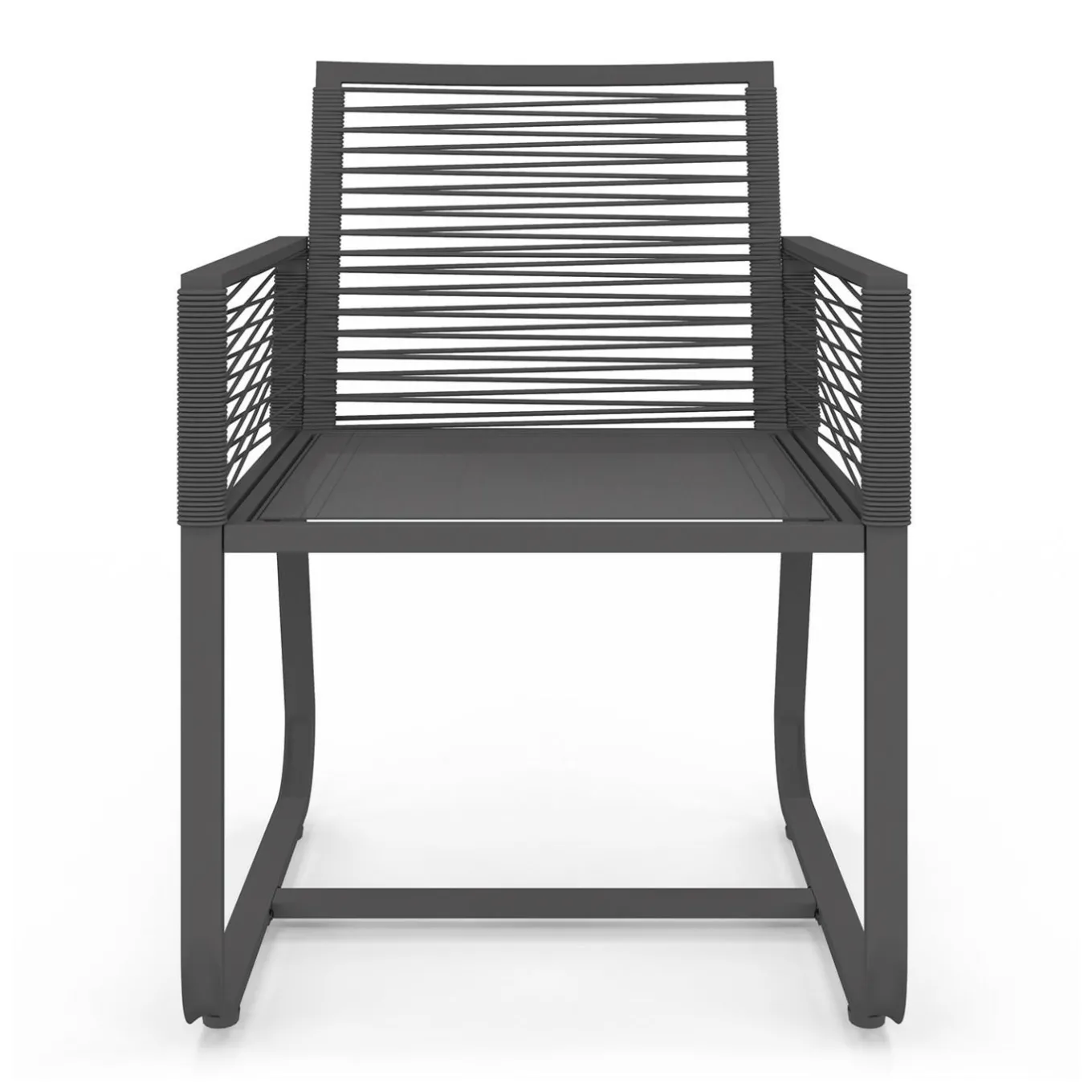 IDMarket Lot de 2 fauteuils de jardin métal et cordage gris* Fauteuils De Jardin