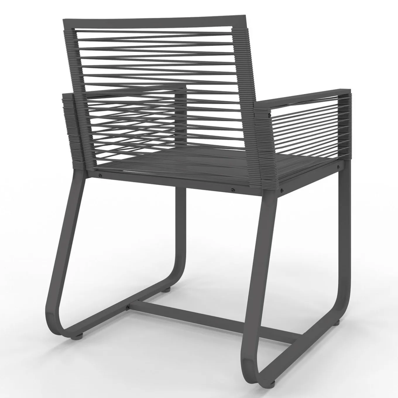 IDMarket Lot de 2 fauteuils de jardin métal et cordage gris* Fauteuils De Jardin