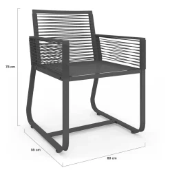 IDMarket Lot de 2 fauteuils de jardin métal et cordage gris* Fauteuils De Jardin