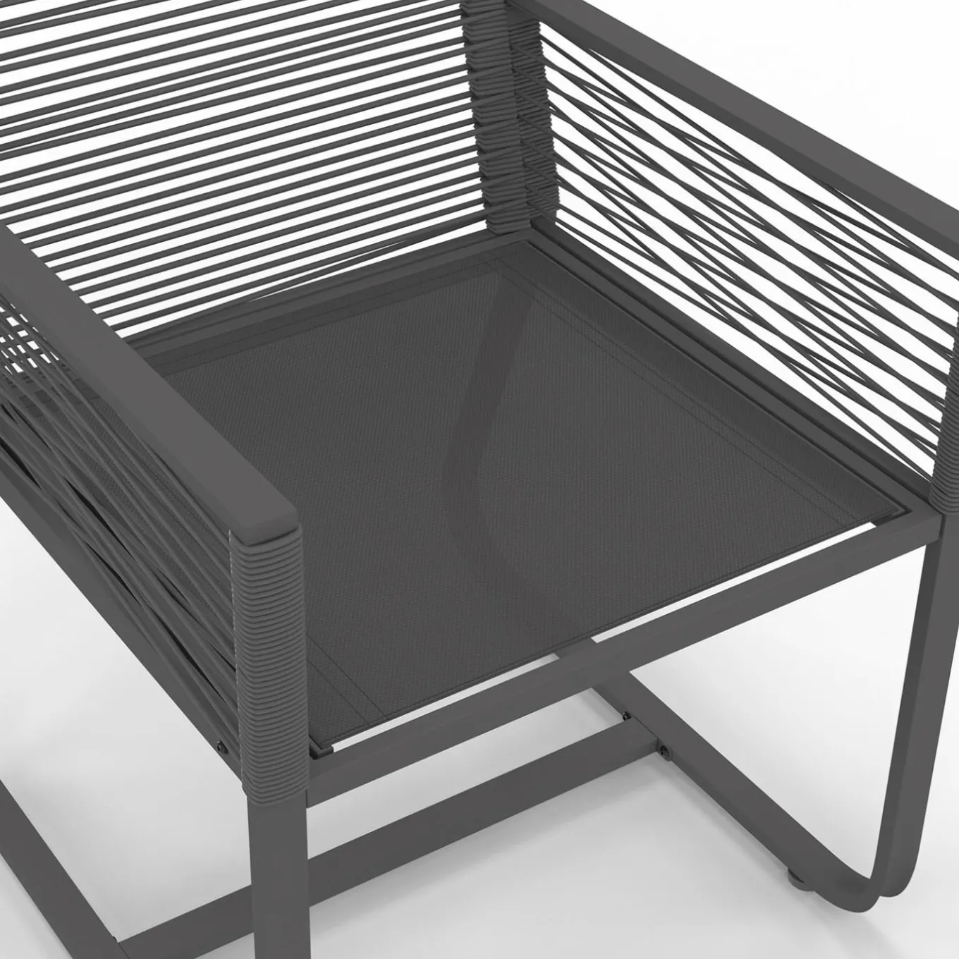 IDMarket Lot de 2 fauteuils de jardin métal et cordage gris* Fauteuils De Jardin