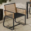 IDMarket Lot de 2 fauteuils de jardin métal noir et cordage rotin clair* Fauteuils De Jardin