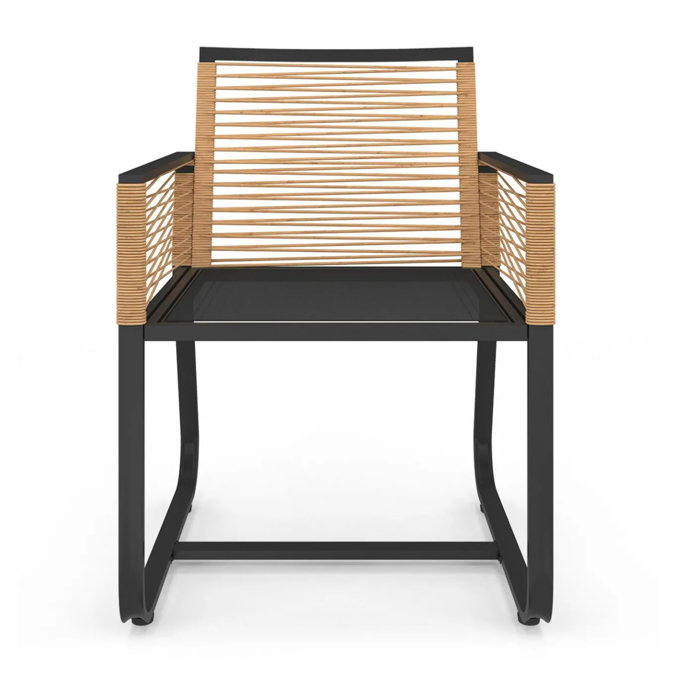 IDMarket Lot de 2 fauteuils de jardin métal noir et cordage rotin clair* Fauteuils De Jardin