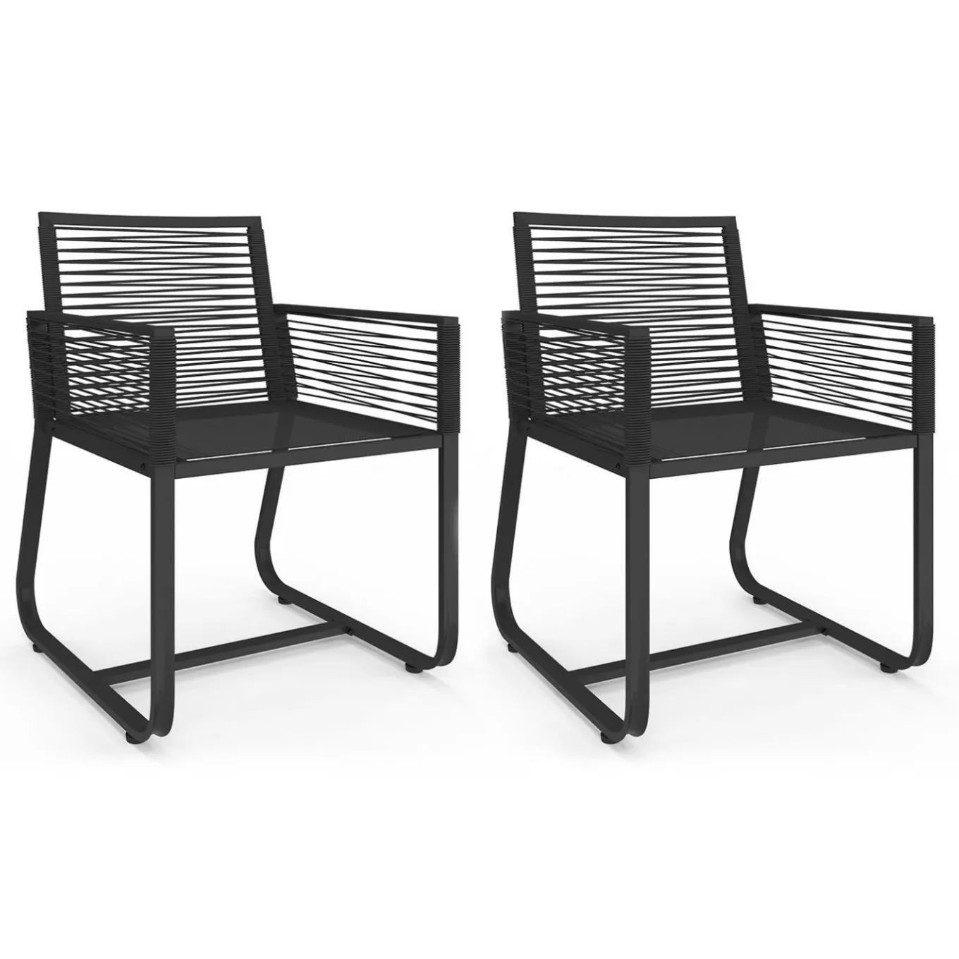 IDMarket Lot de 2 fauteuils de jardin métal et cordage noir* Fauteuils De Jardin