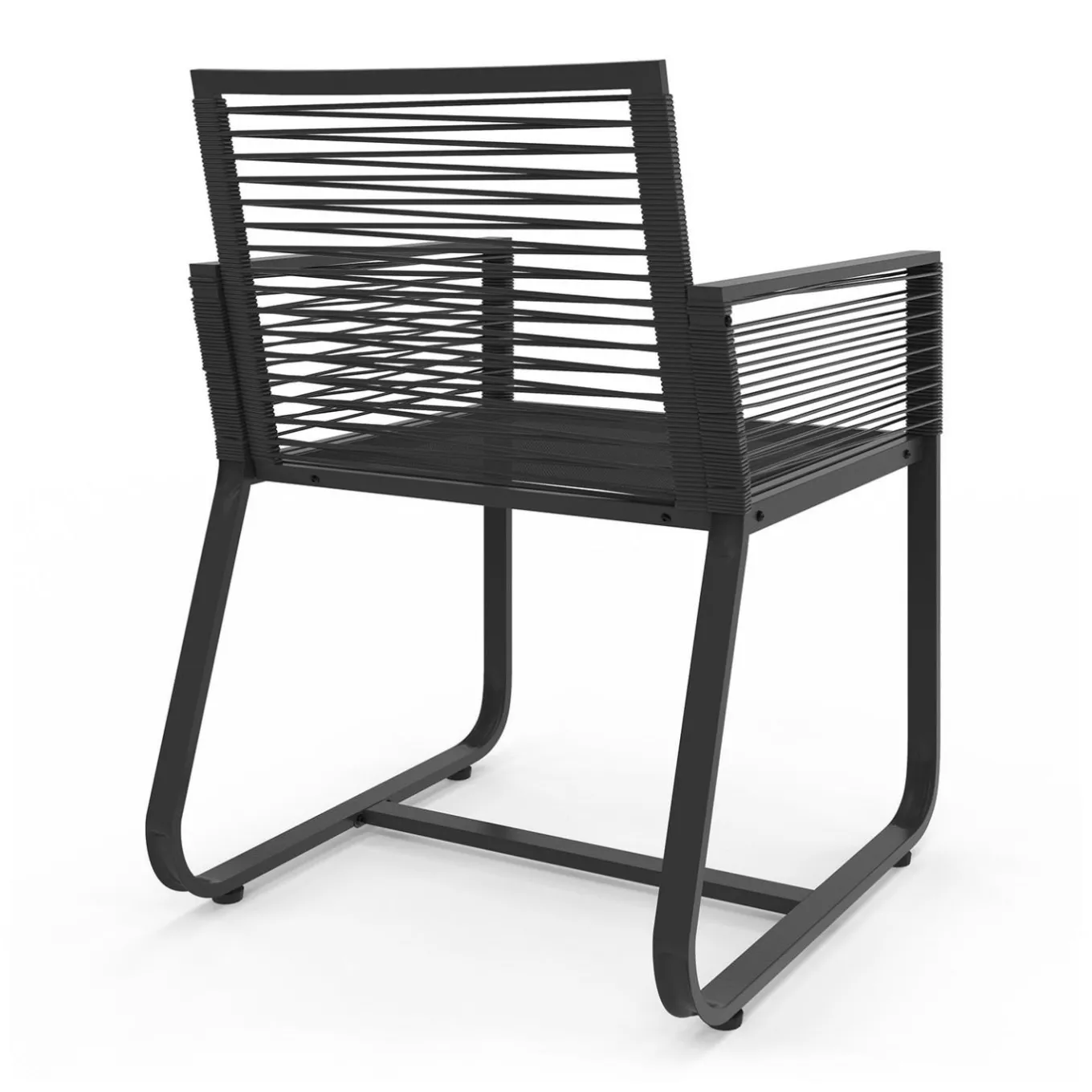 IDMarket Lot de 2 fauteuils de jardin métal et cordage noir* Fauteuils De Jardin