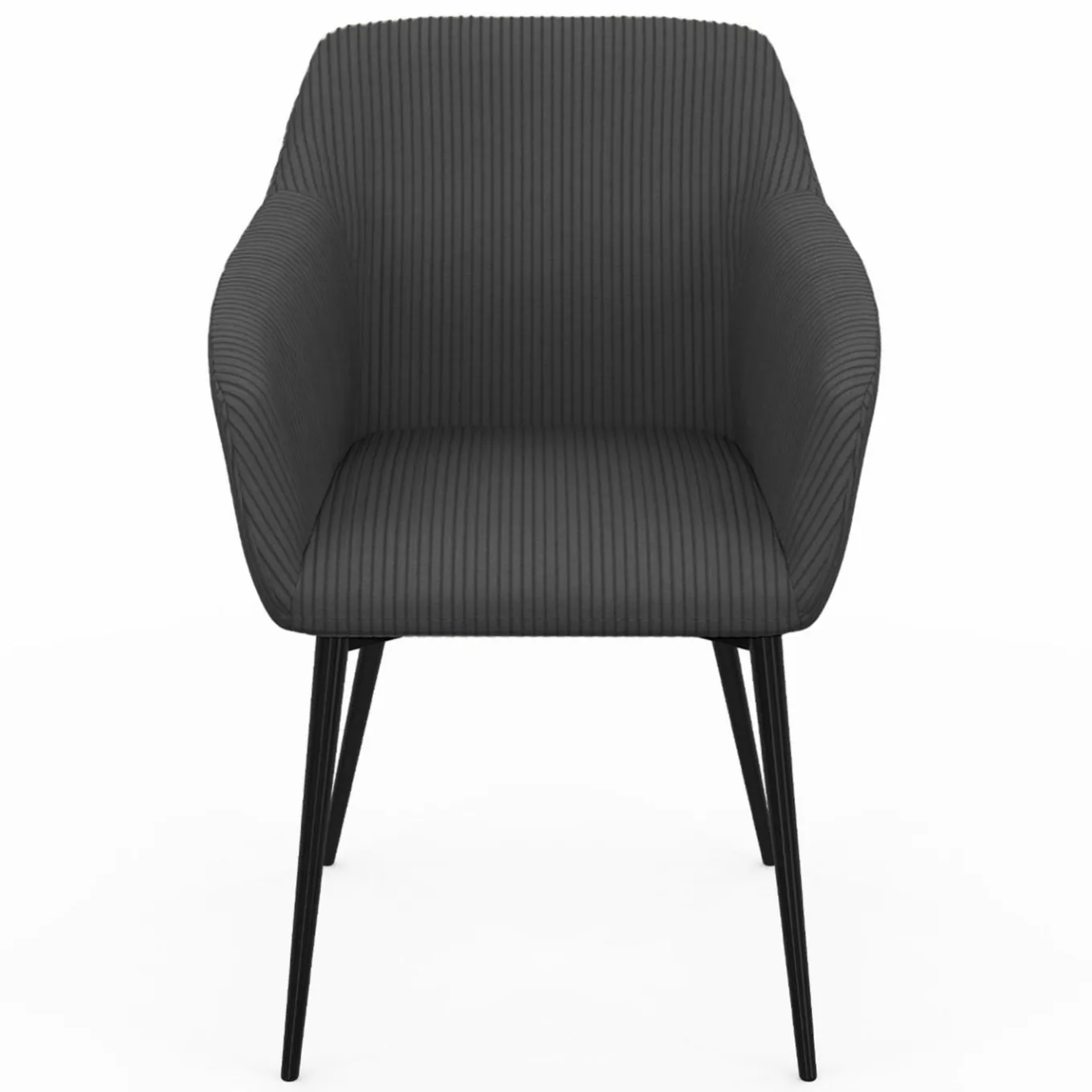 IDMarket Lot de 2 fauteuils de table avec accoudoirs en velours côtelé gris* Collection Vintage|Tables Et Chaises