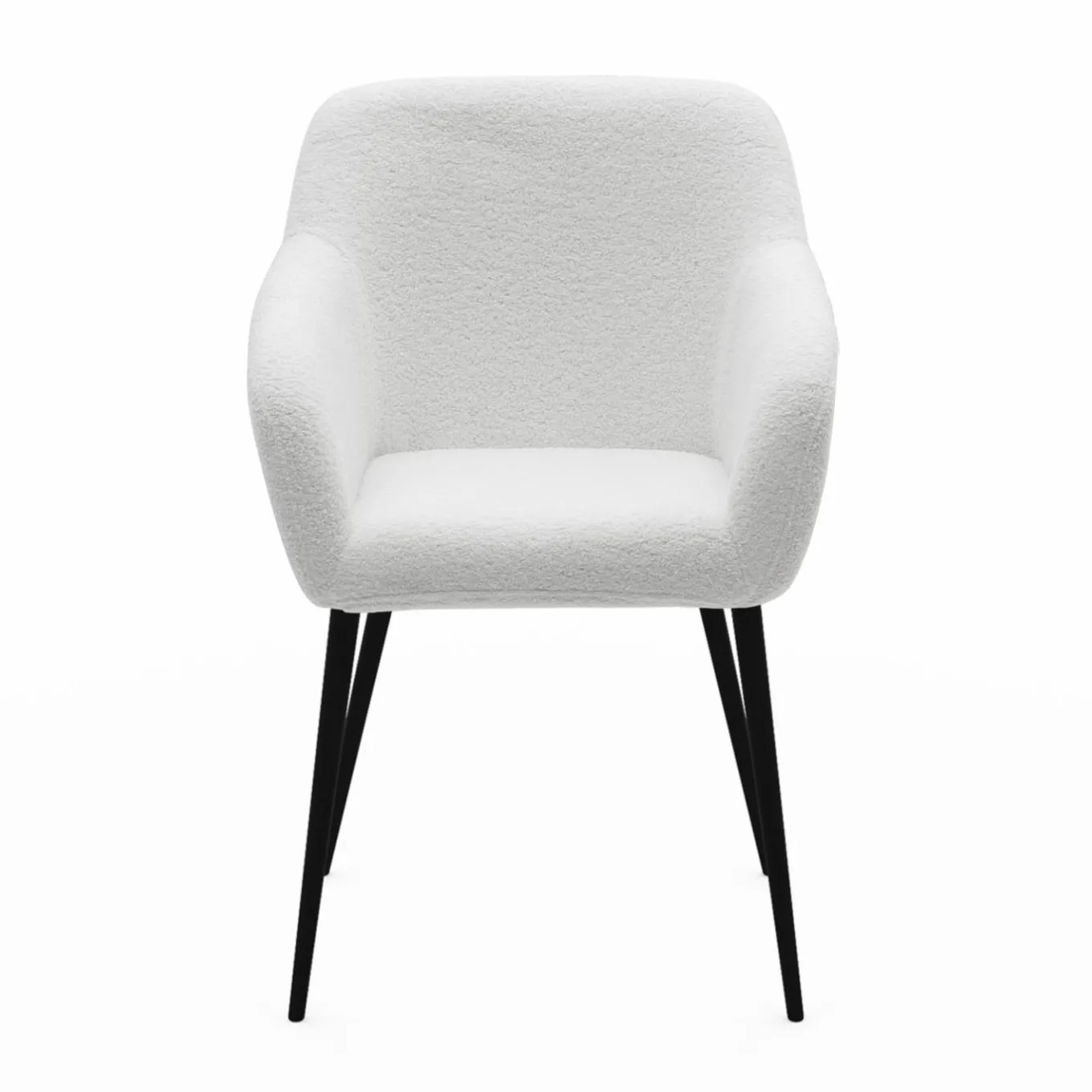 IDMarket Lot de 2 fauteuils de table blancs en tissu bouclette* Collection Design|Tables Et Chaises