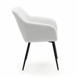 IDMarket Lot de 2 fauteuils de table blancs en tissu bouclette* Collection Design|Tables Et Chaises