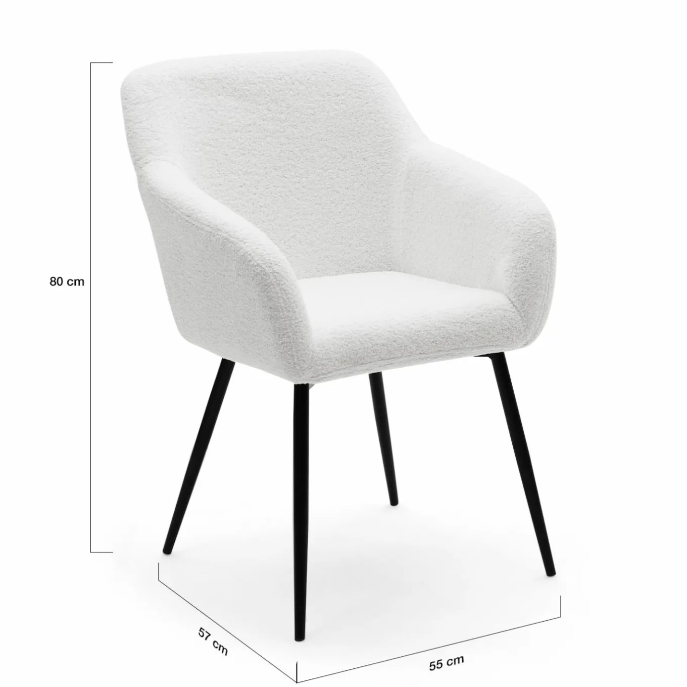 IDMarket Lot de 2 fauteuils de table blancs en tissu bouclette* Collection Design|Tables Et Chaises