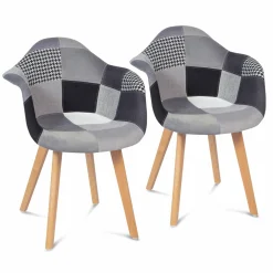 IDMarket Lot de 2 fauteuils scandinaves noirs gris et blancs* Collection Agencement Magasin|Collection Scandinave