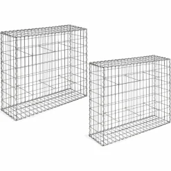 IDMarket Lot de 2 gabions pour pierre 100x30x80 cm en acier pour jardin* Bordures De Jardin