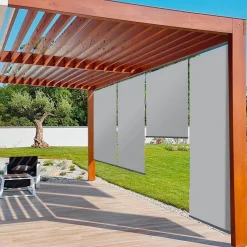 IDMarket Lot de 2 stores enrouleurs gris clair pour pergola* Accessoires Pergolas Et Tonnelles
