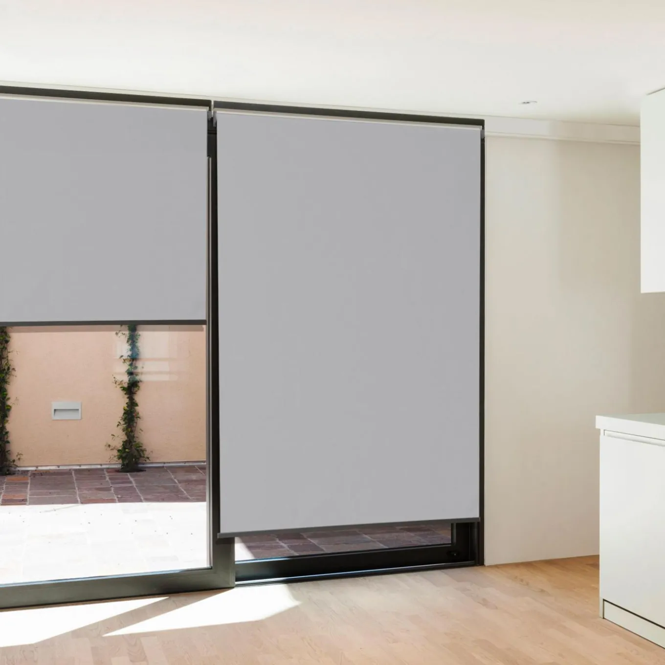 IDMarket Lot de 2 stores enrouleurs gris clair pour pergola* Accessoires Pergolas Et Tonnelles